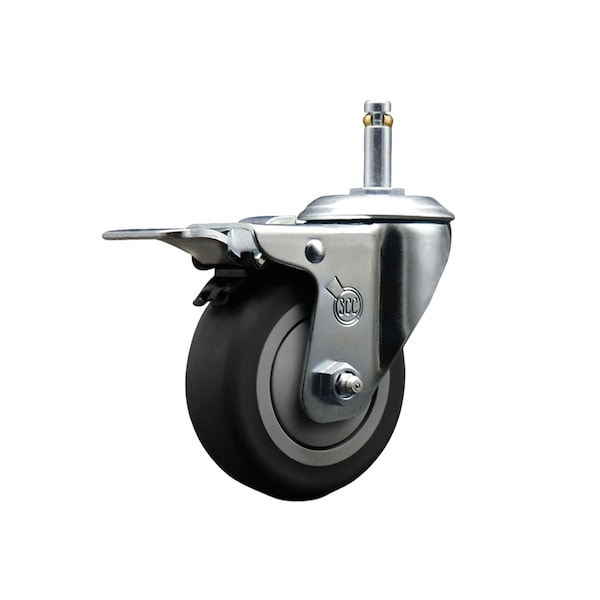 4'' Thermo Rubber Swivel 7/16'' Stem Caster with Total Lock Brake